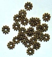 25 8x1.5mm Antique Gold Bali Style Flower Spacer Beads